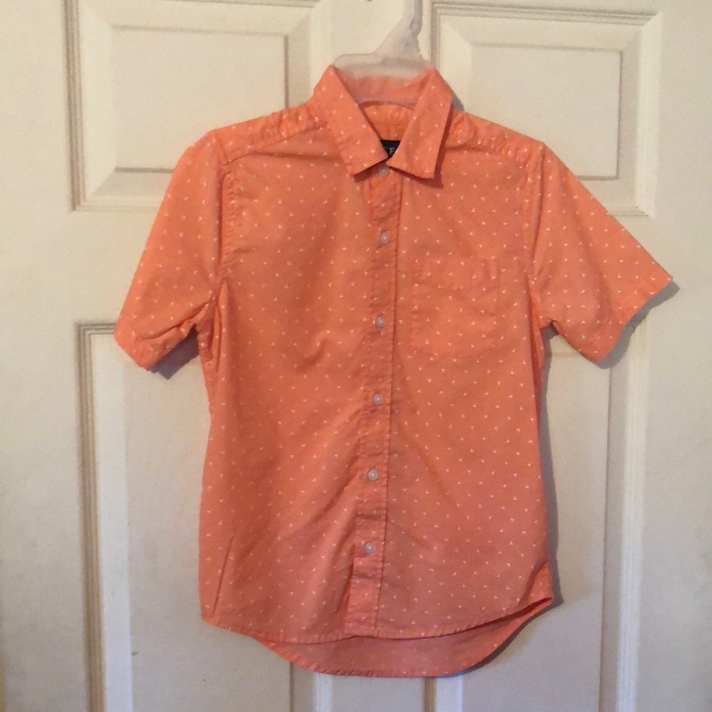 Childrens Place Pink Peach Arrow Print Pocket Button Down Shirt Boys Medium 7/8